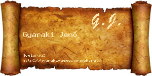 Gyaraki Jenő névjegykártya